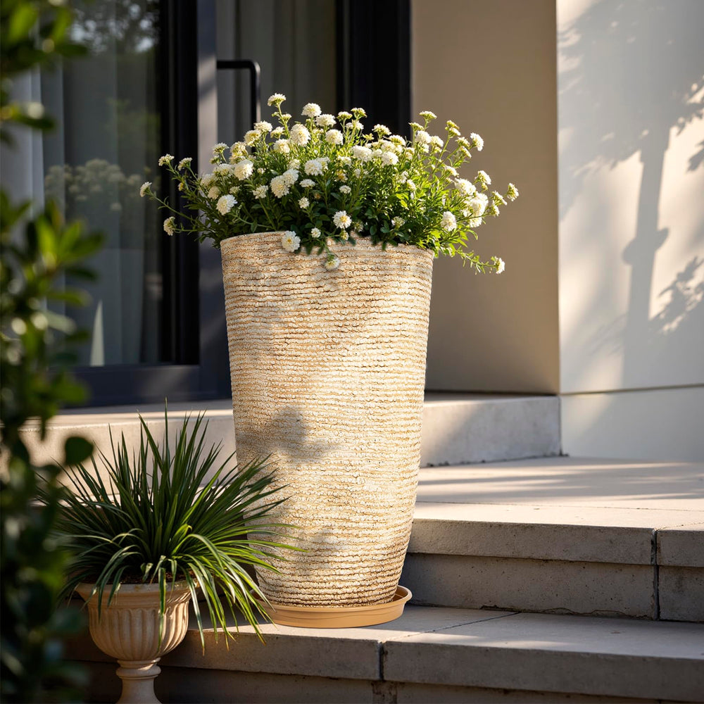 QCQHDU beside garden tools illustrating scale and lightweight portability