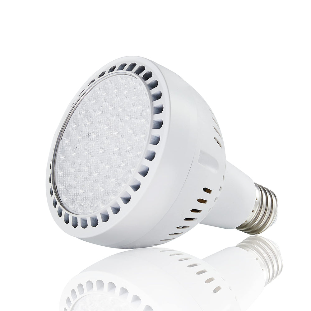 QCYYQYT front view of LED pool bulb showing shape and lens, bright even light