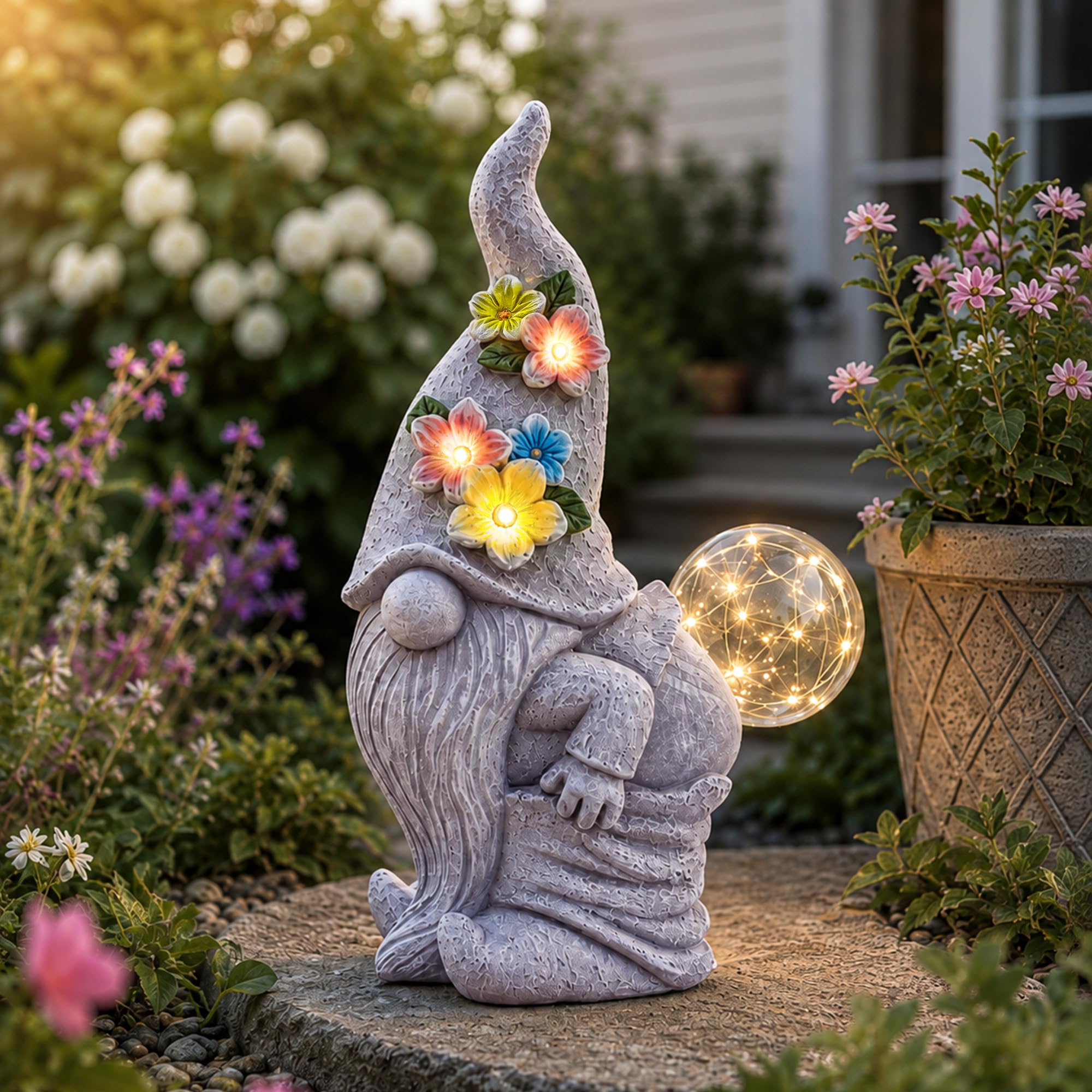 Qeeman gnome front view showing cheerful design and instant garden charm