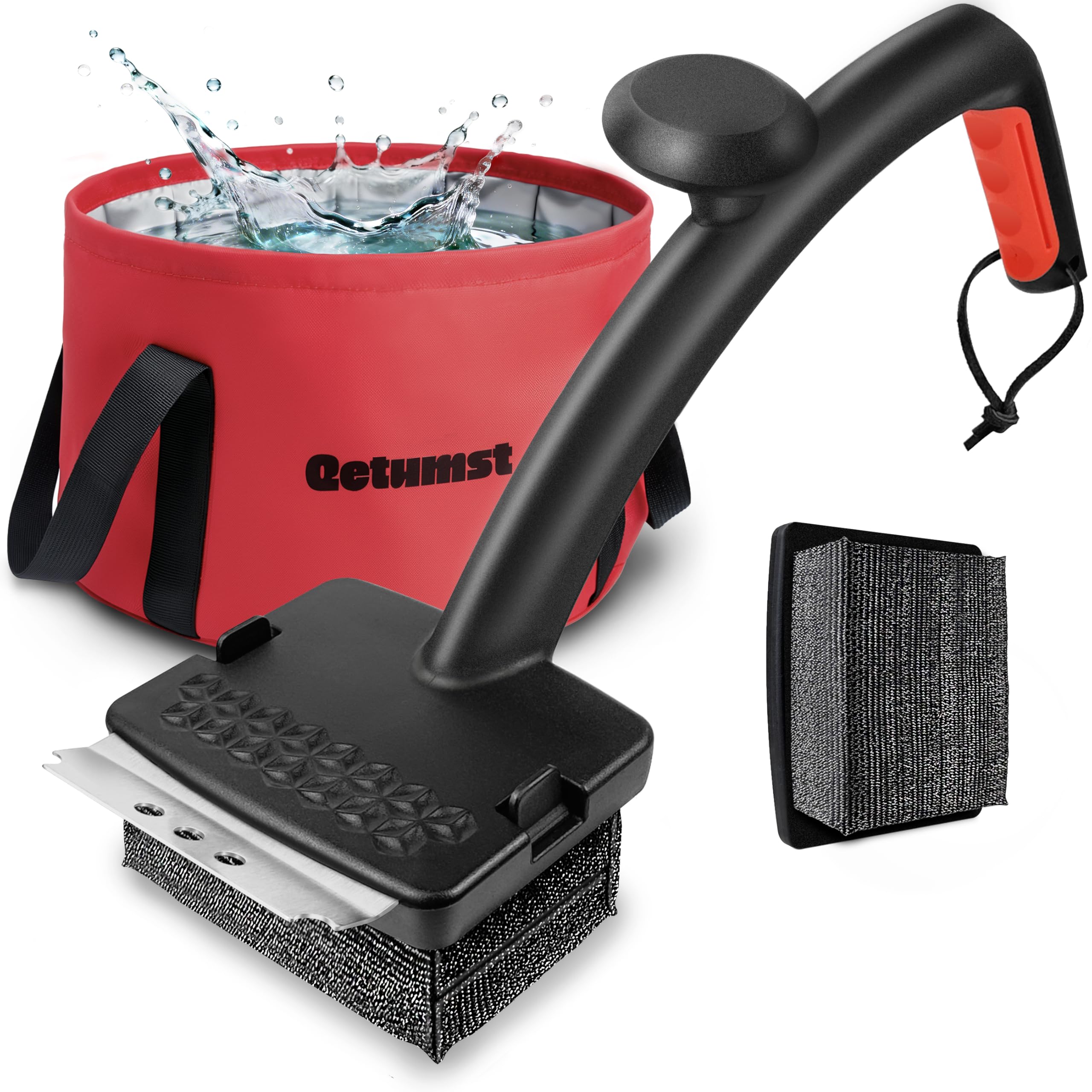 Qetumst front view showing kit packaging and included accessories for safer cleaning