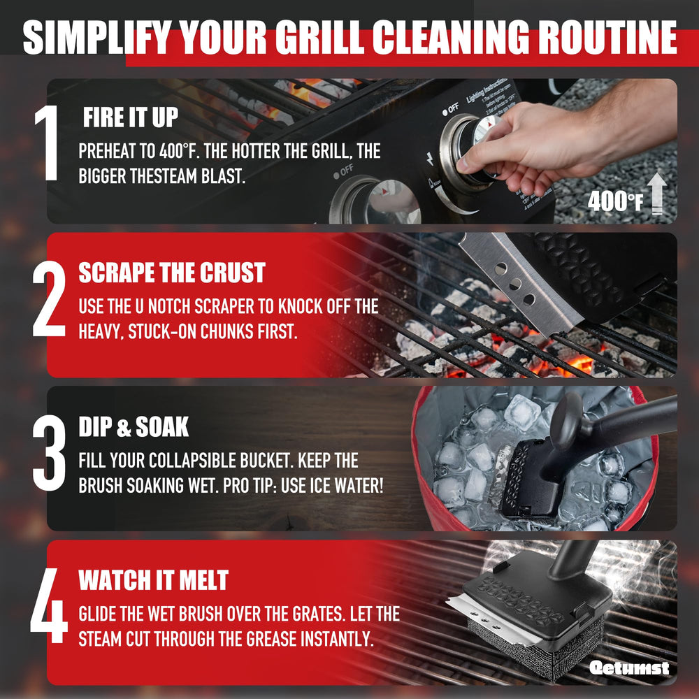 Qetumst detailed stainless scraper edge demonstrating multi-function cleaning benefits