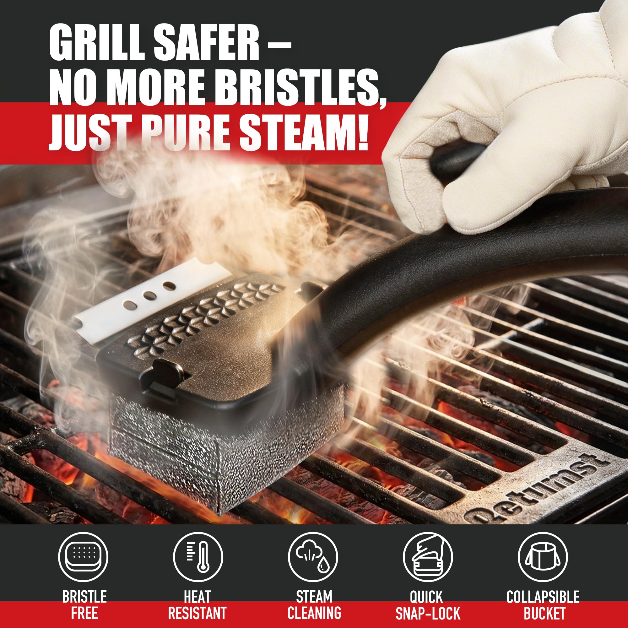 Qetumst close-up of woven-steel mesh pad showing steam-cleaning texture and durability