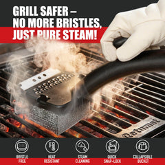 Qetumst close-up of woven-steel mesh pad showing steam-cleaning texture and durability
