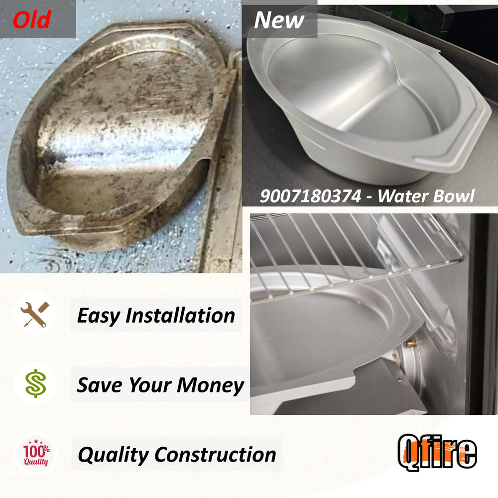 Qfire water bowl installed inside a Masterbuilt smoker improving humidity control