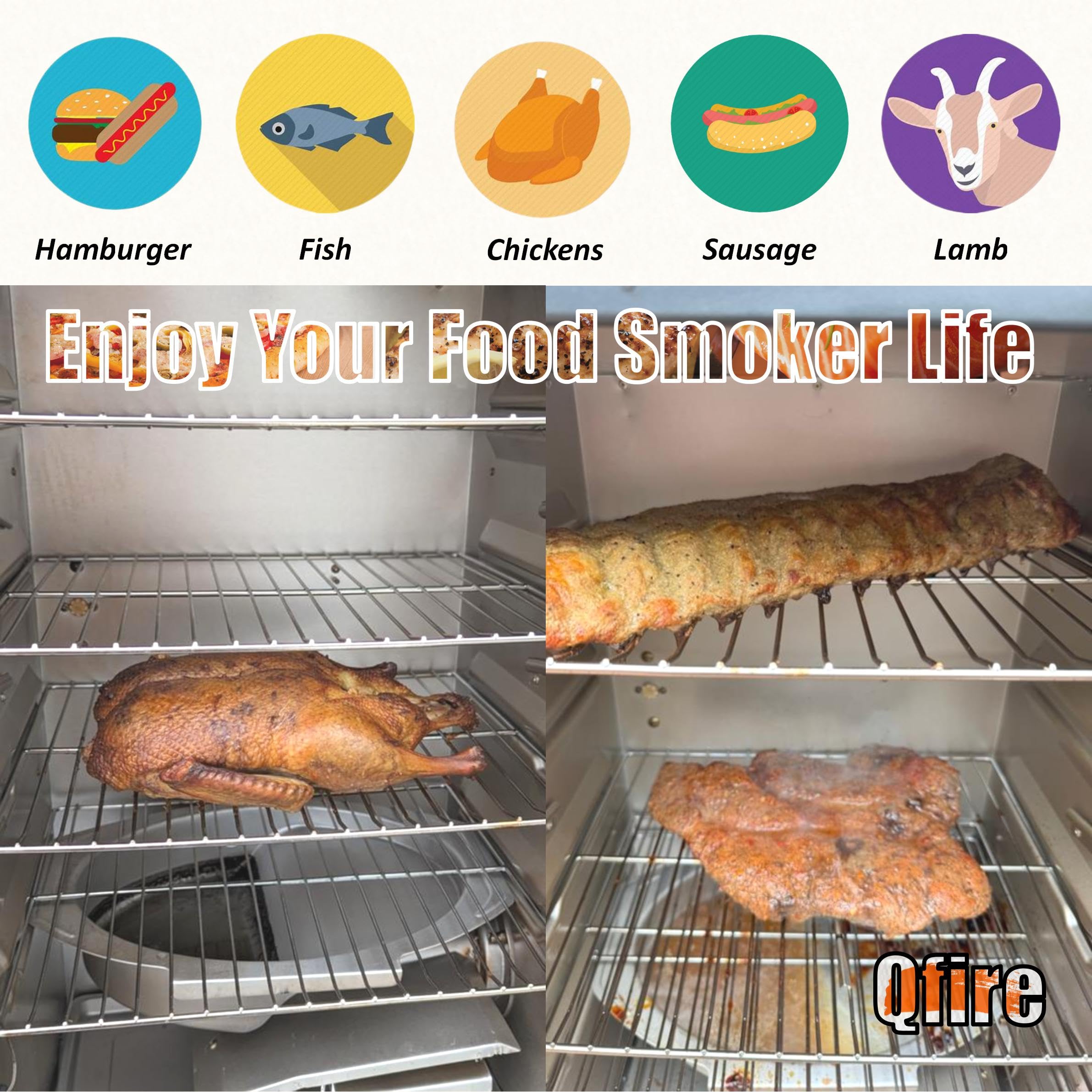 Qfire water bowl in outdoor smoking setup supporting long low-and-slow cooks