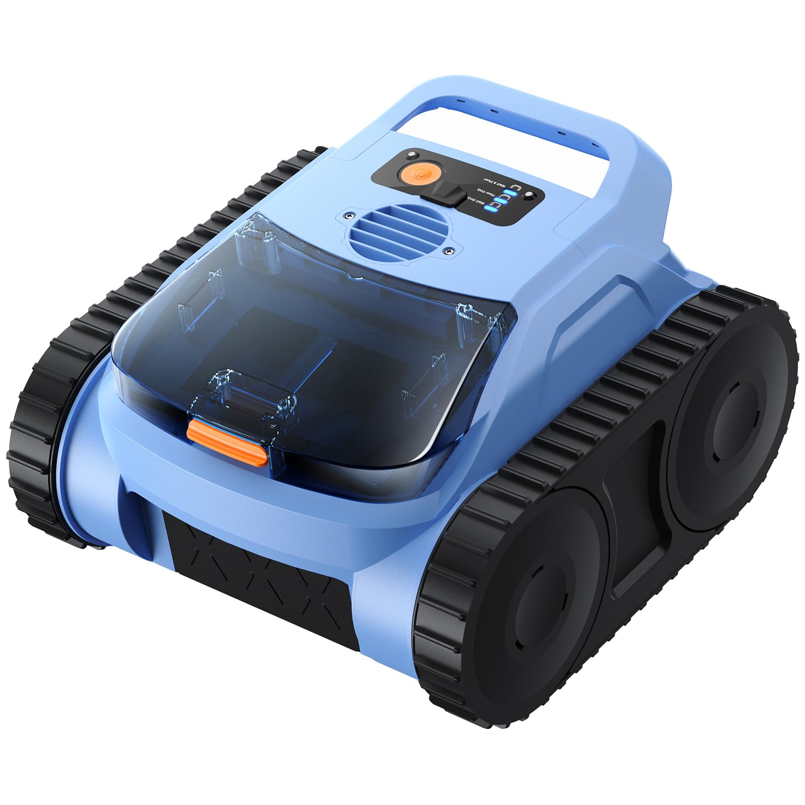 QGeeM front view of robotic pool cleaner showing compact design and easy handling