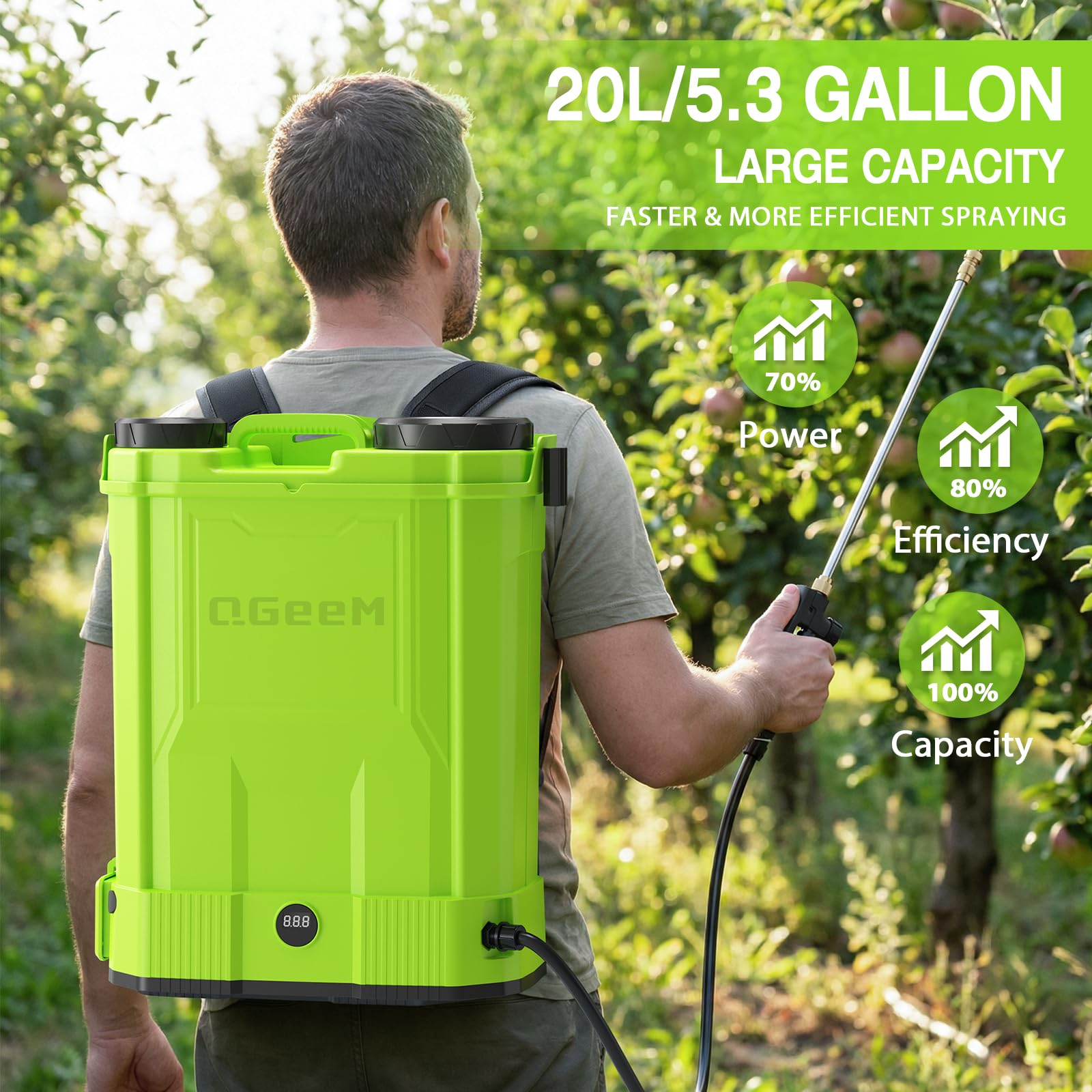QGeeM tank side with measurement marks for accurate mixing and less refilling