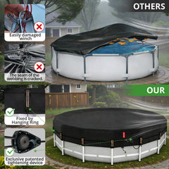 QH.HOME detailed ratchet system image showing windproof secure fastening