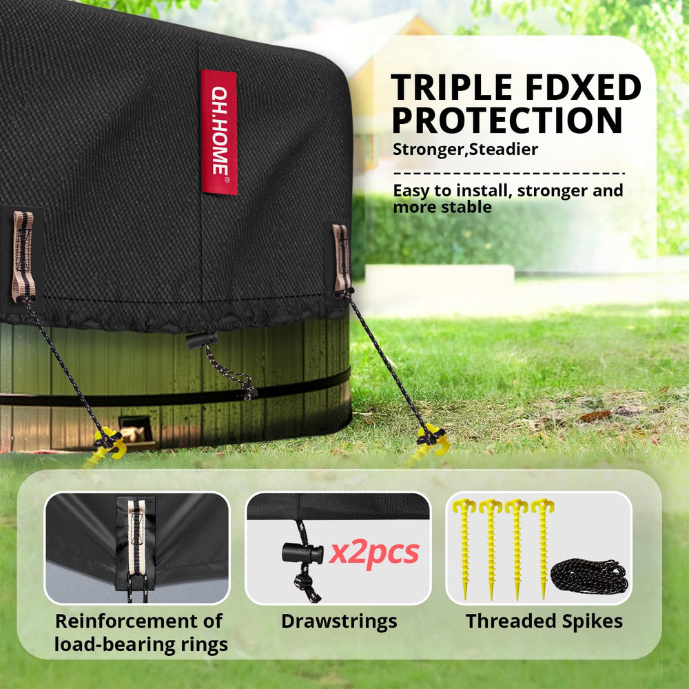 QH.HOME segmented drawstring and hanging loops providing windproof stability benefit