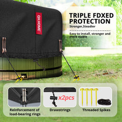 QH.HOME segmented drawstring and hanging loops providing windproof stability benefit