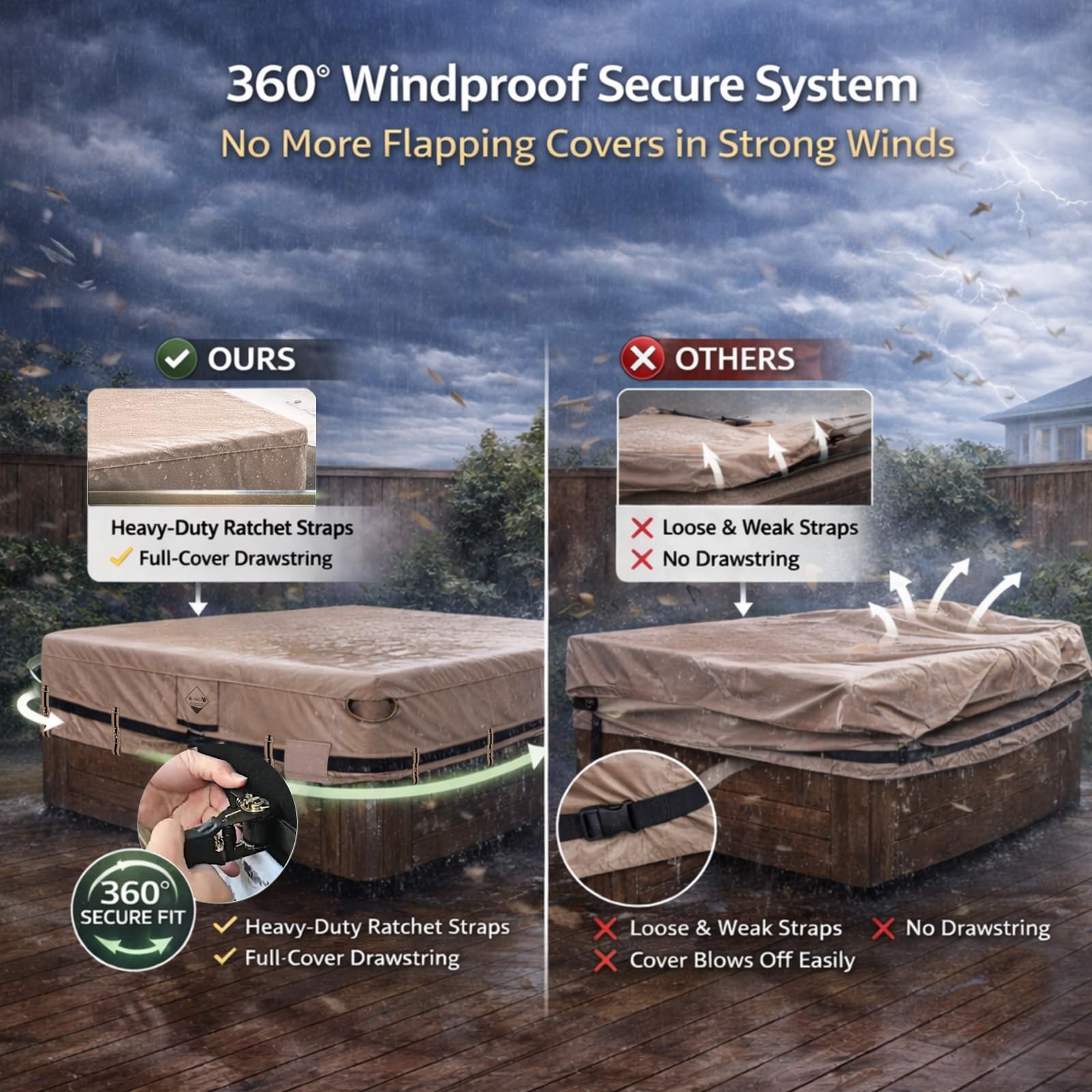 QH.HOME water beading on cover demonstrating waterproof performance