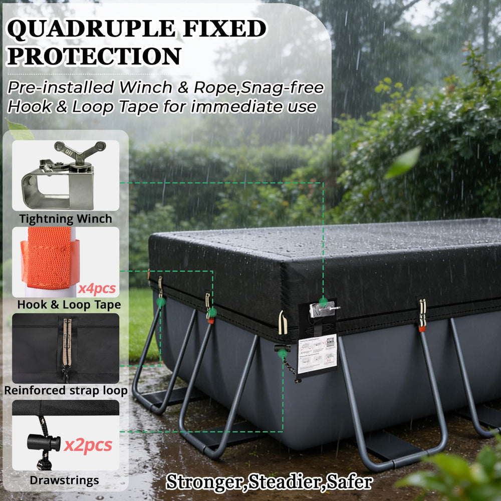 QH.HOME tightening winch and drawstring ready for quick secure installation