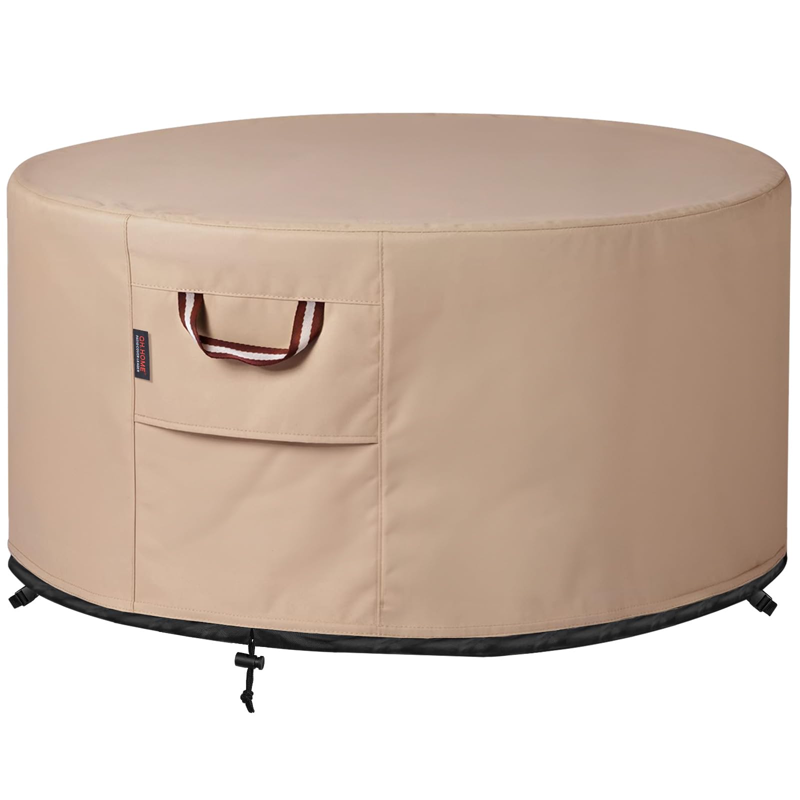 QH.HOME front view of 44-inch fire pit cover protecting pit