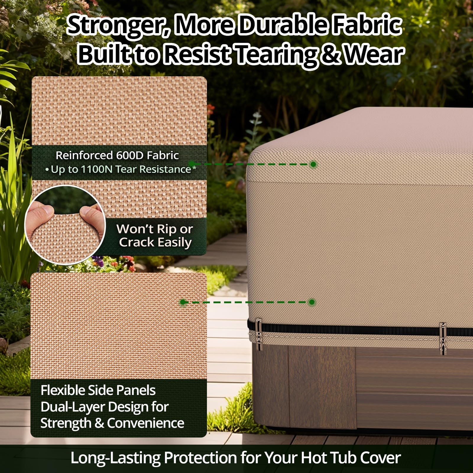 QH.HOME side skirt and seam construction protecting rails and preventing leaks