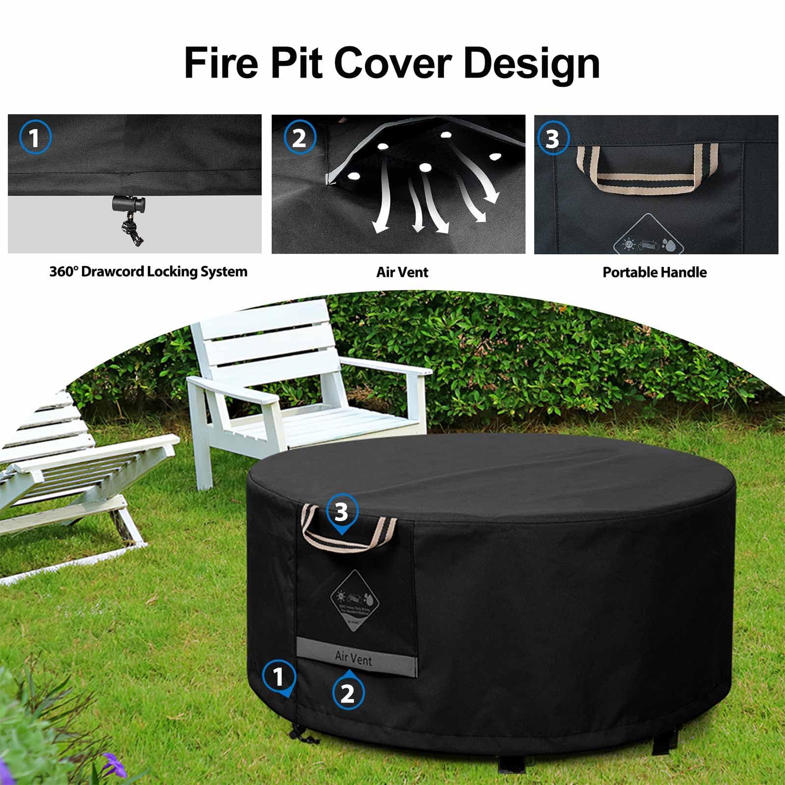 QH.HOME cover beside measuring tape, demonstrates fit for 48-inch pits