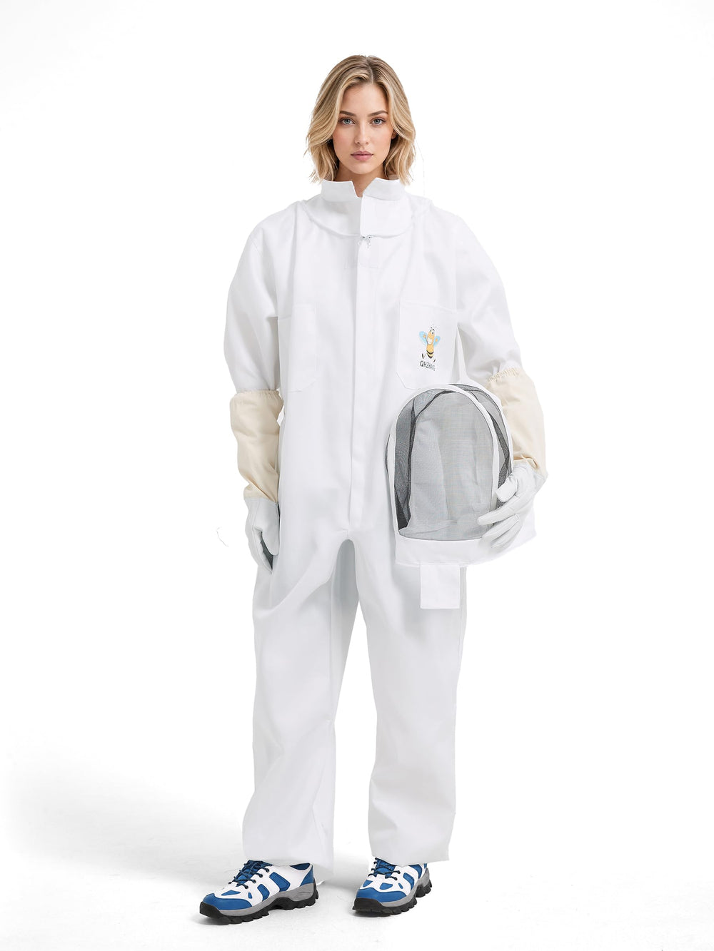 QHZHANG front view full suit showing complete sting coverage and breathable fit