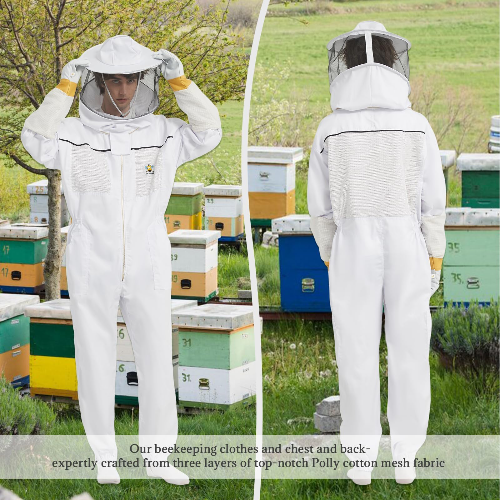 QHZHANG suit pockets holding hive tools for organized efficient work