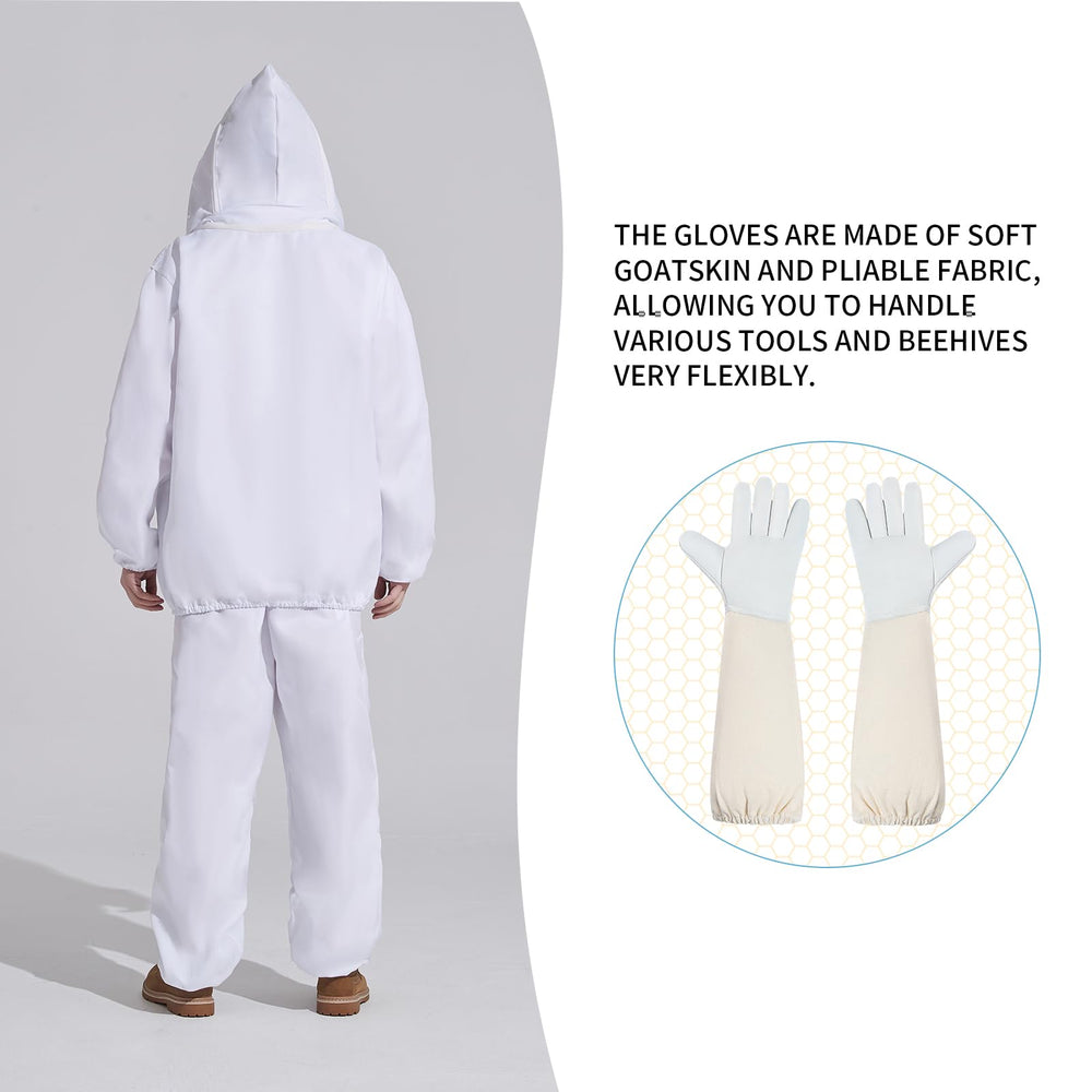 QHZHANG beekeeper wearing the suit at an apiary demonstrating comfortable mobility