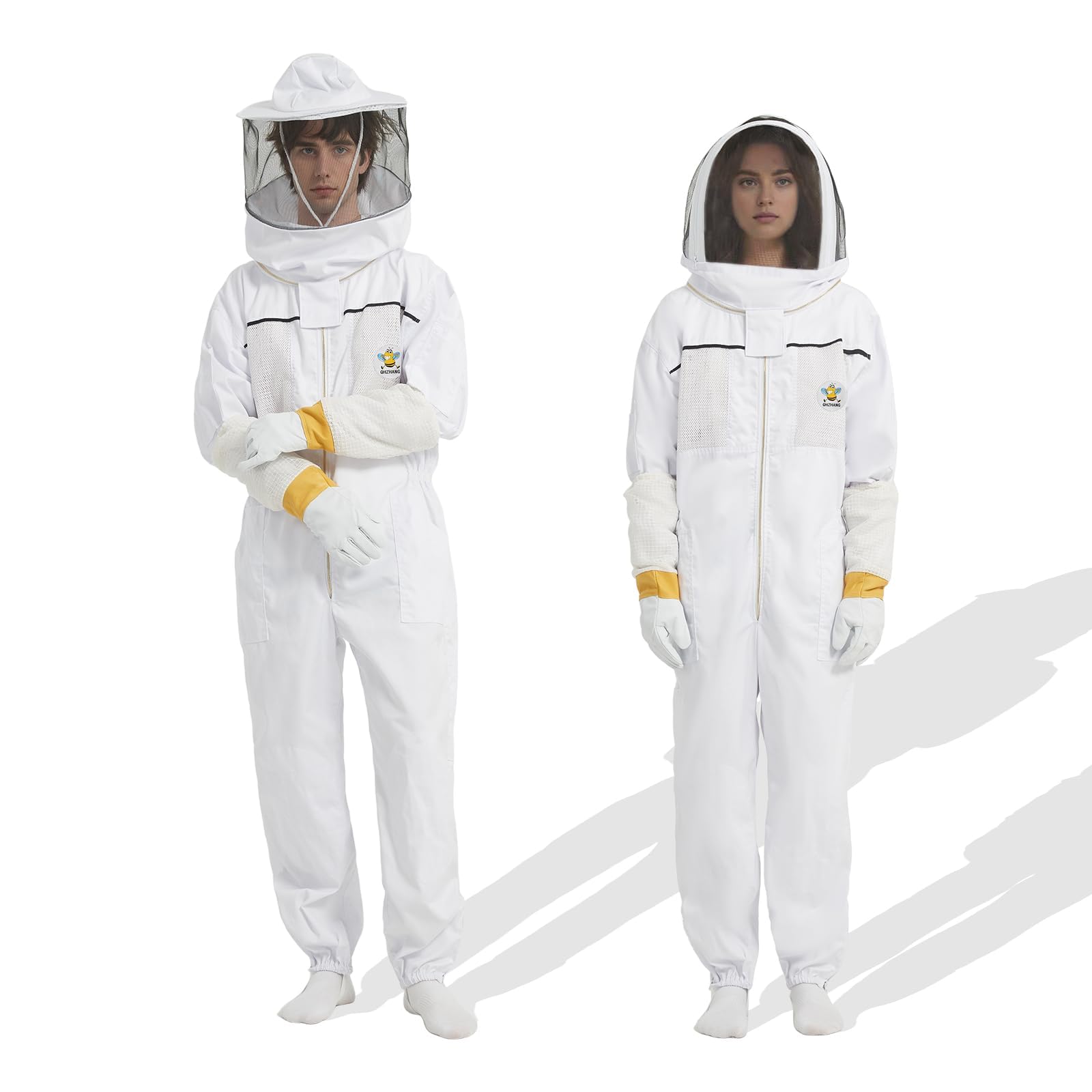 QHZHANG beekeeper wearing suit during hive inspection for practical use