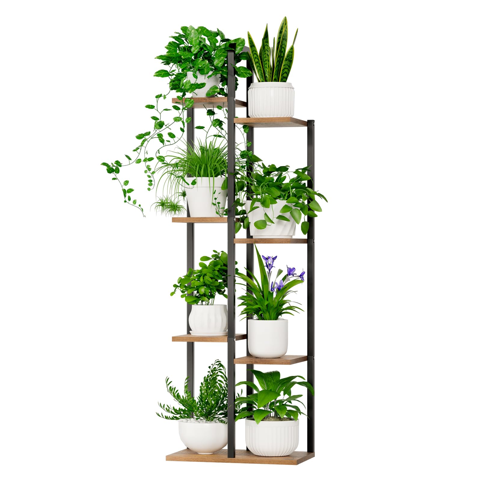 Qiaogreen front view showing full 50-inch seven-tier stand and neat plant display