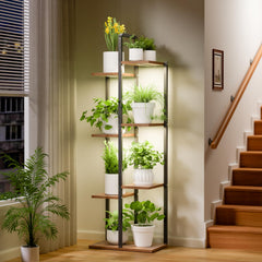 Qiaogreen front view of full assembled stand showing organized plants and space saving