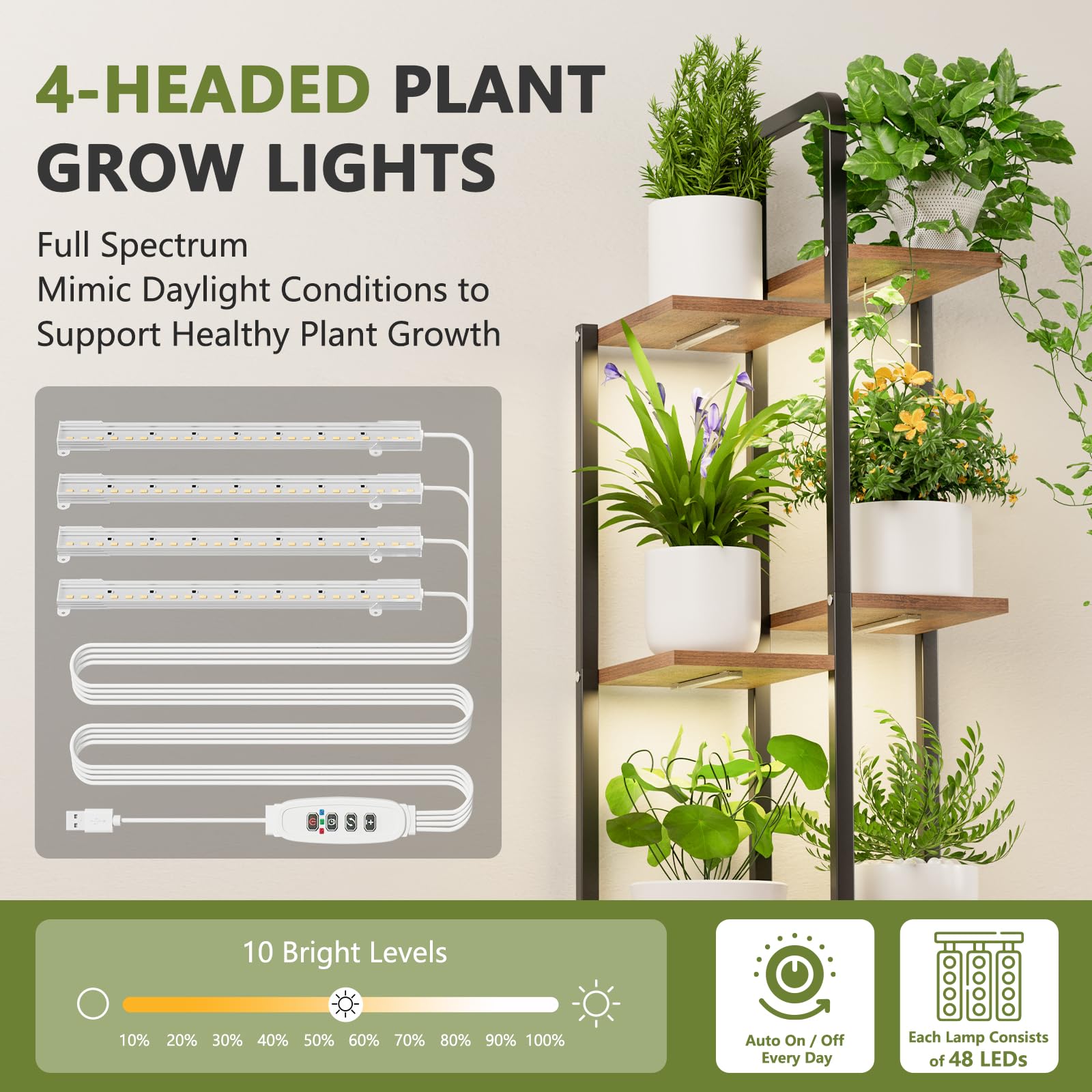 Qiaogreen seven-tier shelves holding diverse pots for layered plant display