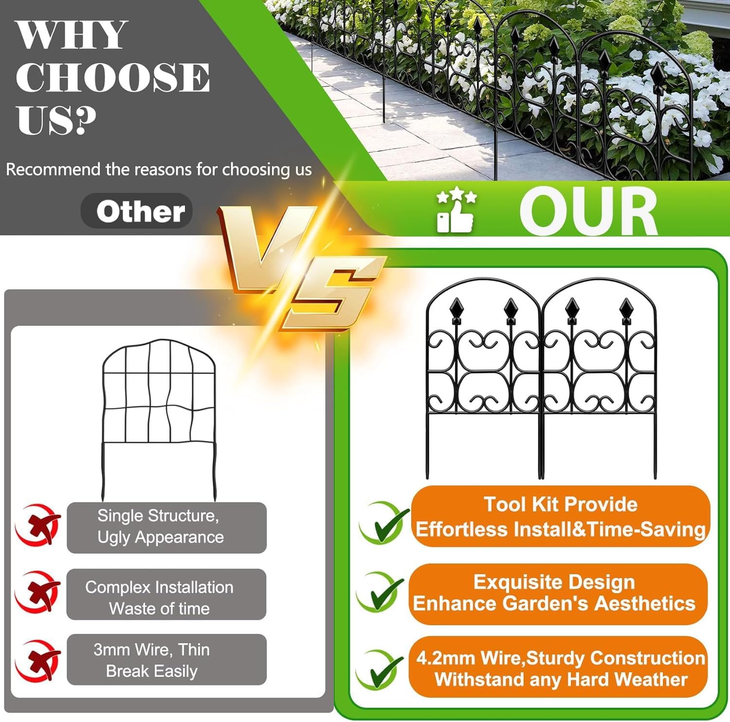 QIAOKAIYAN installed garden border highlighting clear bed definition benefit