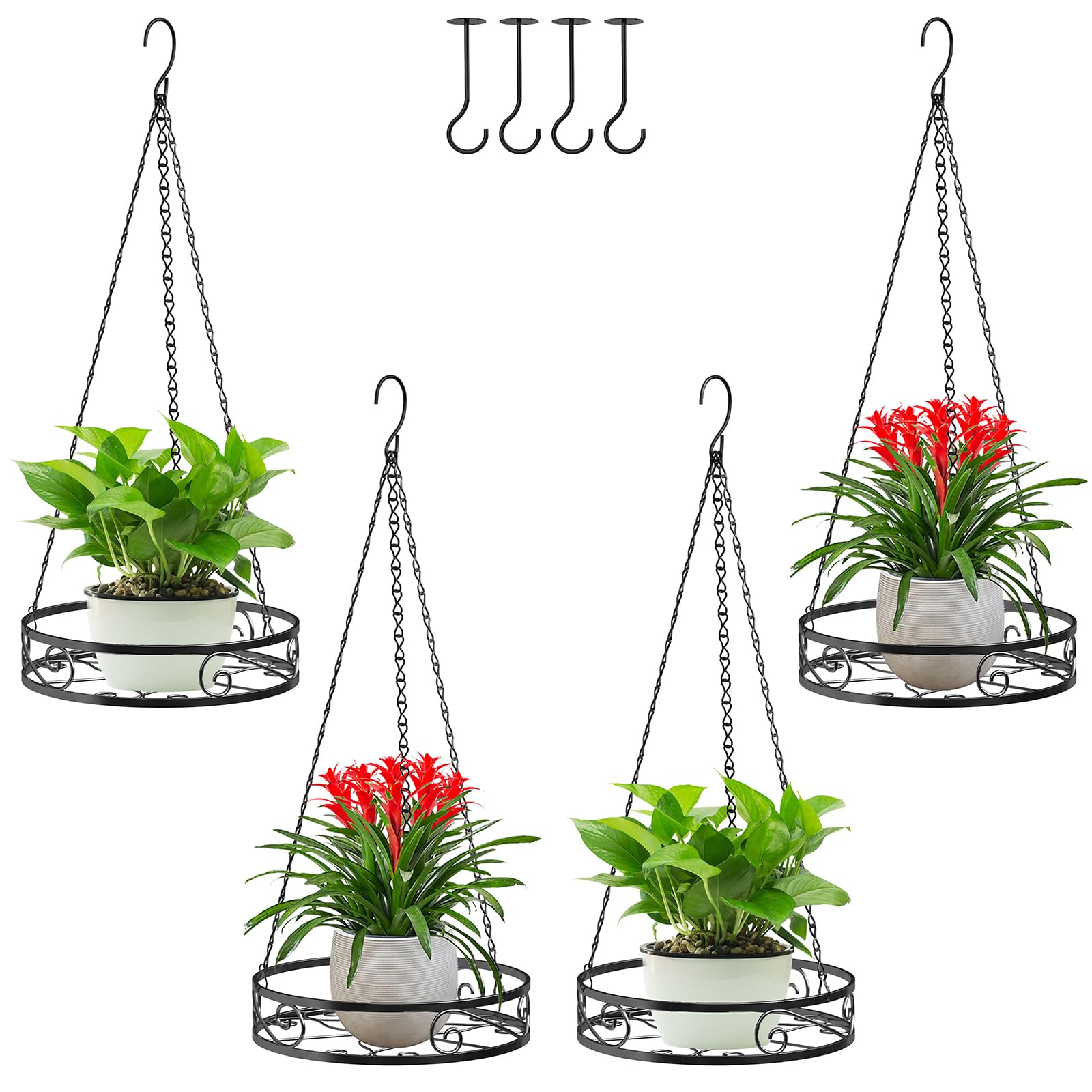 Qiaomeiysp front view of four hanging planters showing stylish display benefit