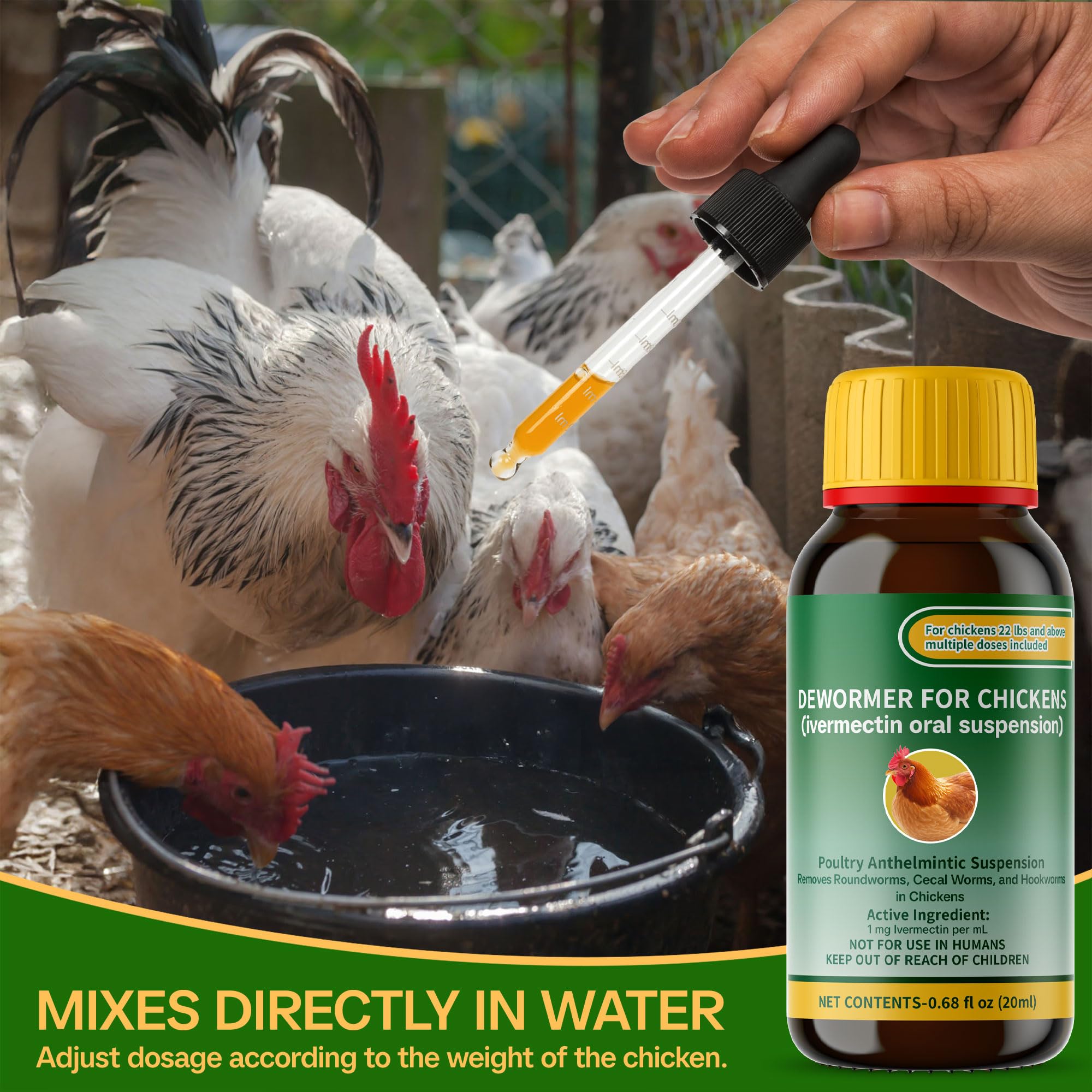 QIFEISHANKA dewormer dissolved in water demonstrating easy mixing benefit