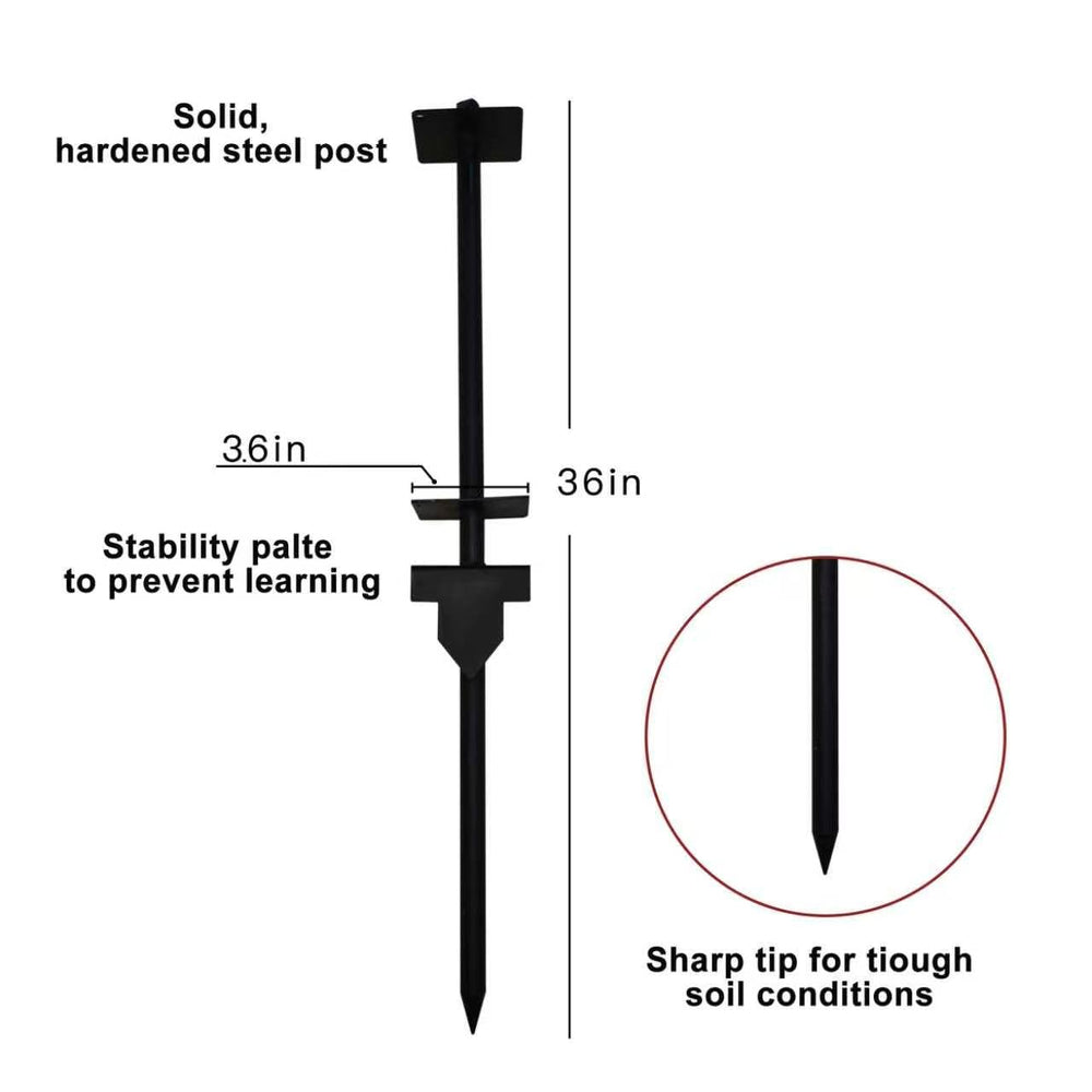 Qikdesign stake in ground during hammer install illustrating quick setup and stability