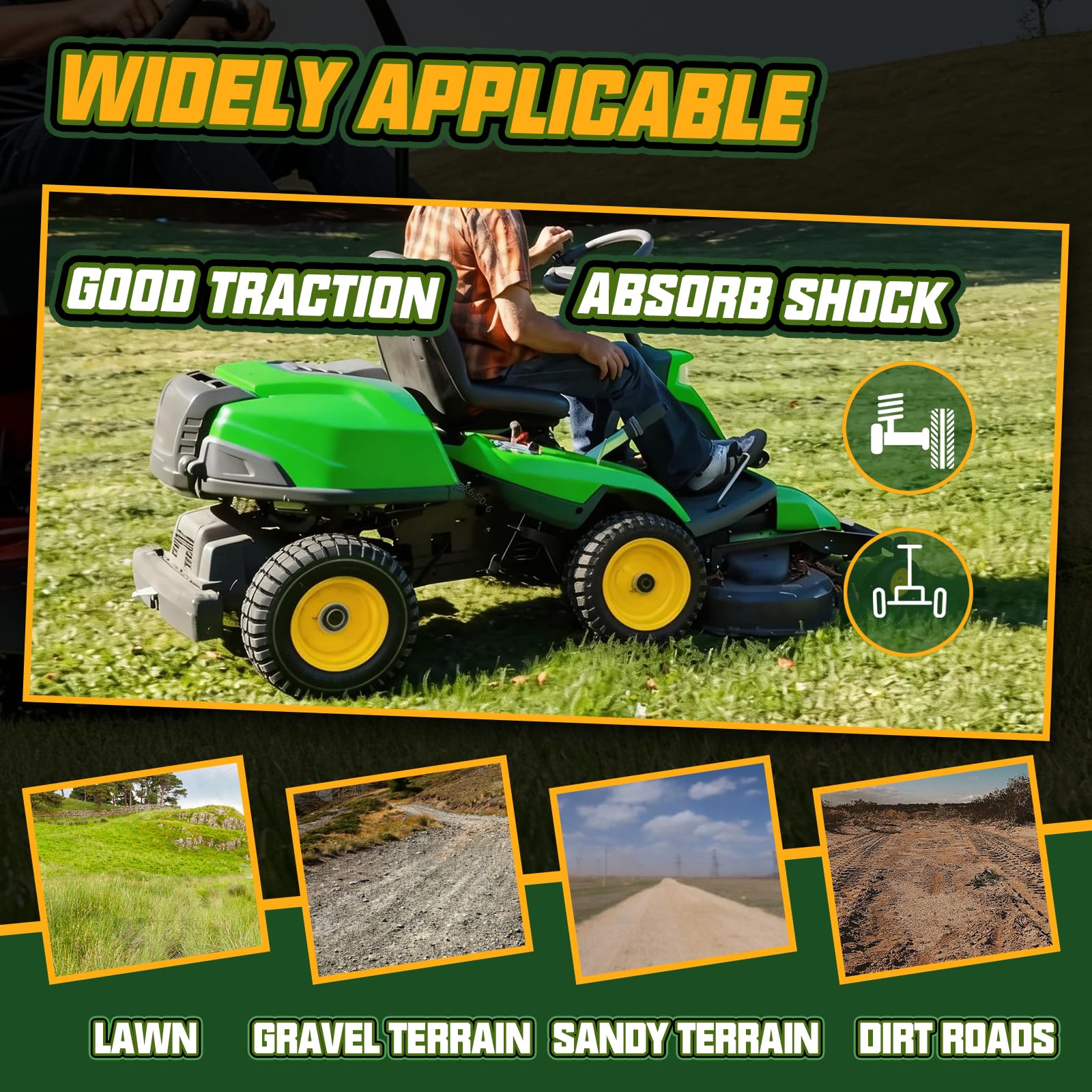 QILINGLORY installed on mower front axle improving handling and stability