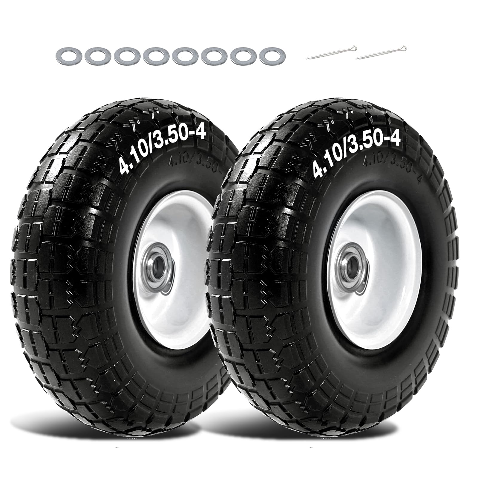 QILINGLORY front view of 10-inch solid wheel showing tread and rim, rugged reliability