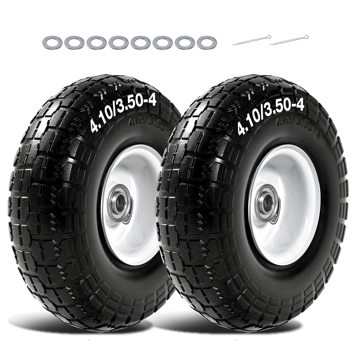 QILINGLORY front view of 10-inch solid wheel showing tread and rim, rugged reliability