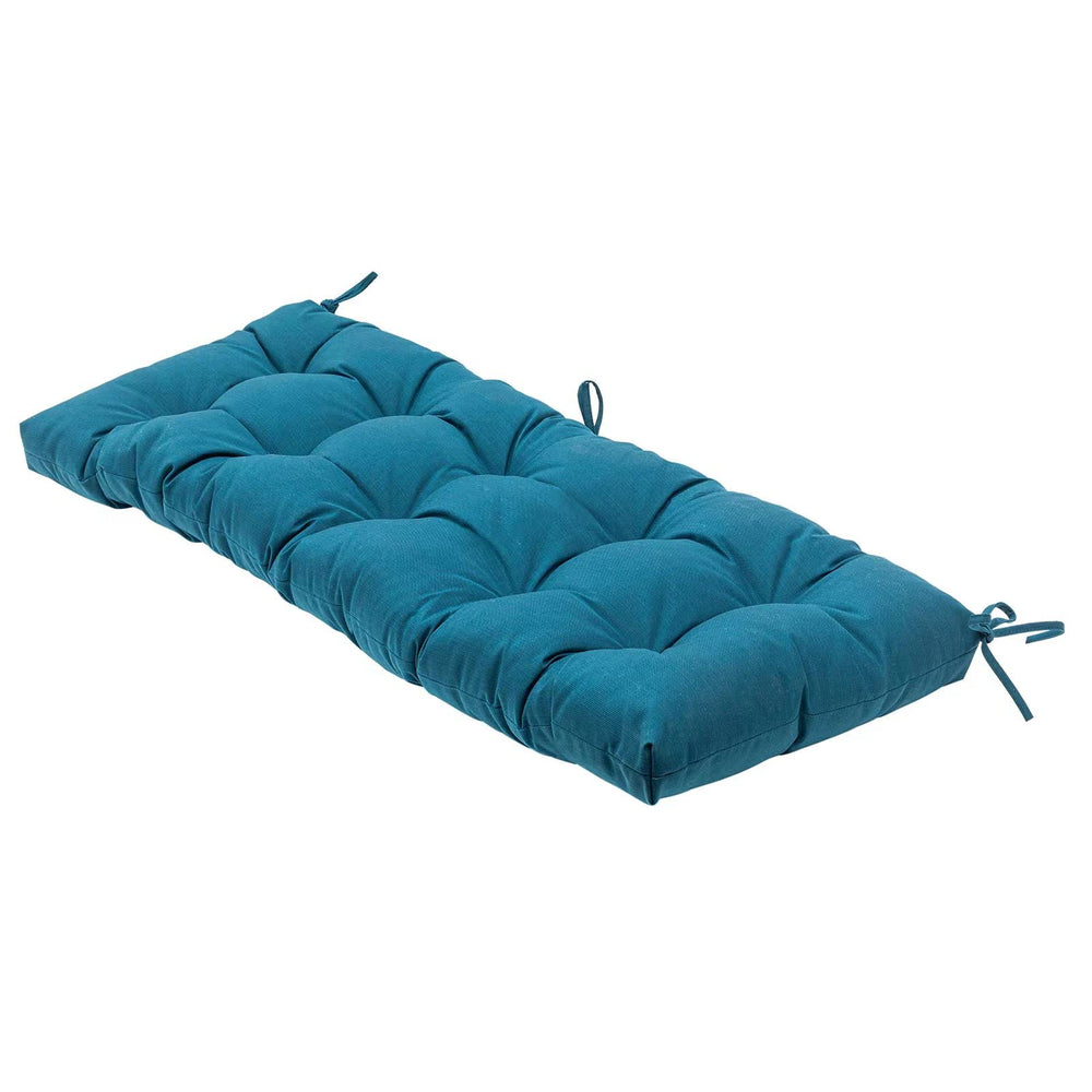 QILLOWAY front view of peacock blue bench cushion showing clean lines and fit
