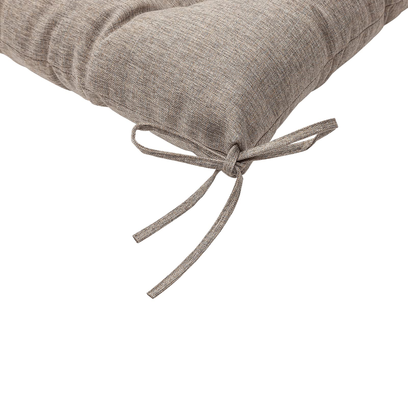 QILLOWAY cushion tied to a wooden bench demonstrating secure anti-slip ties