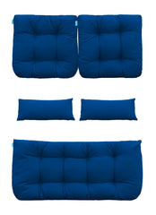 QILLOWAY front view of royal blue five-piece cushion set showing full layout and fit
