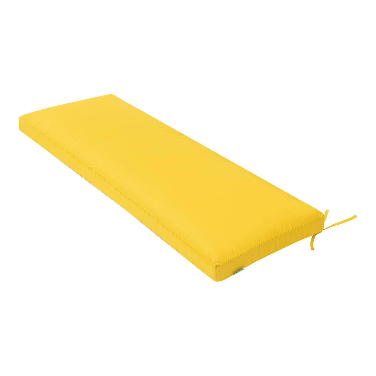 QILLOWAY front view of yellow bench cushion showing full cover and shape for instant comfort