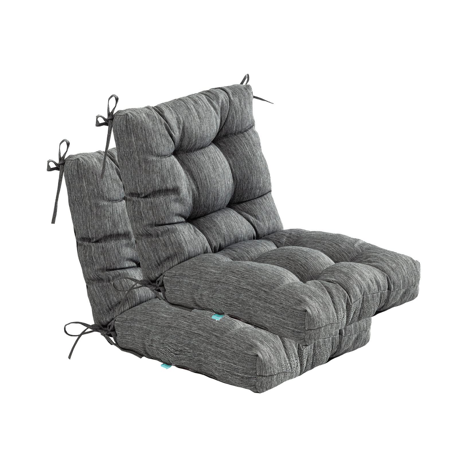 QILLOWAY front view of charcoal grey cushions shows neat profile and style benefit