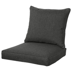 QILLOWAY front view of charcoal grey cushion set showing modern look and weather resistance
