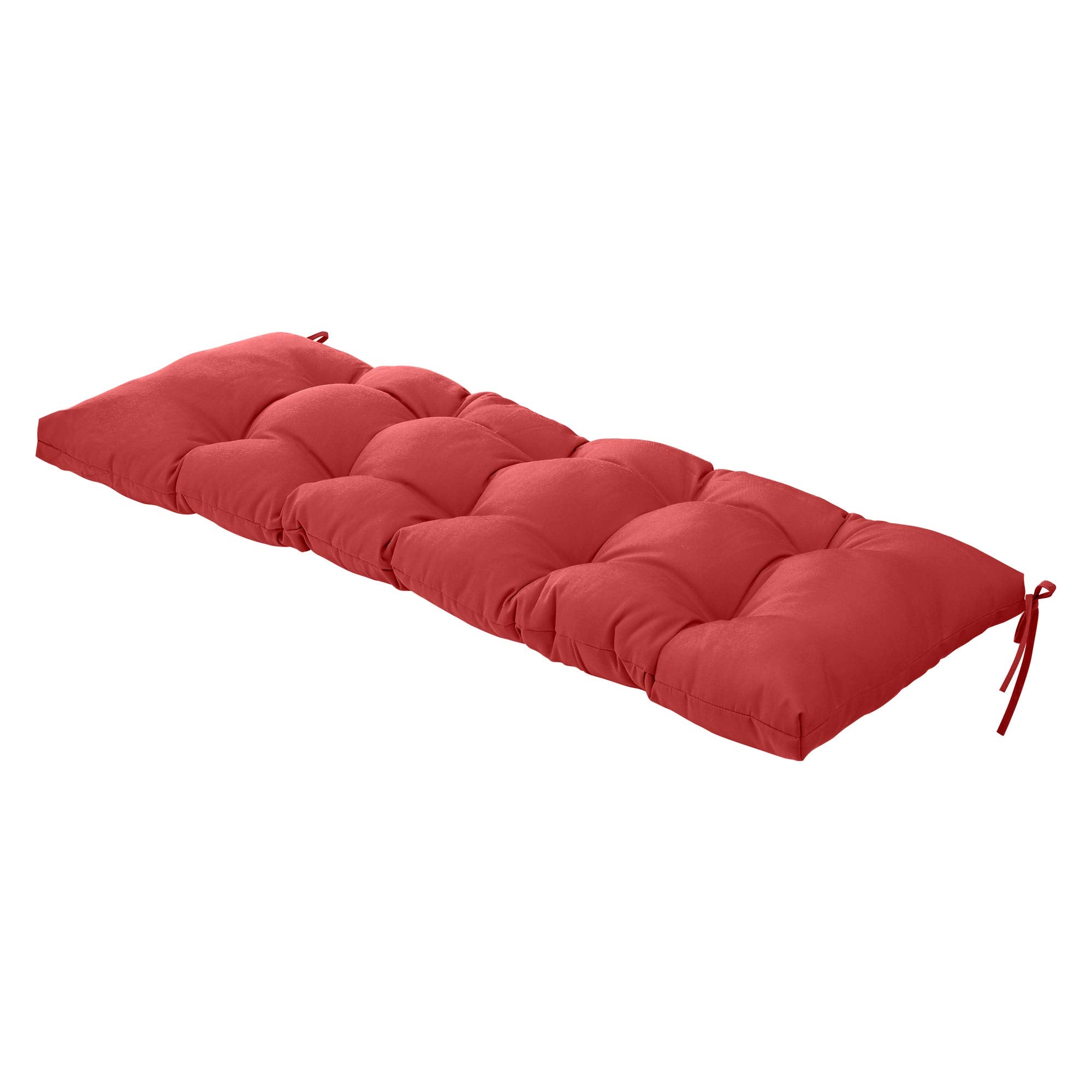 QILLOWAY front view of red bench cushion showing full cover and color protection
