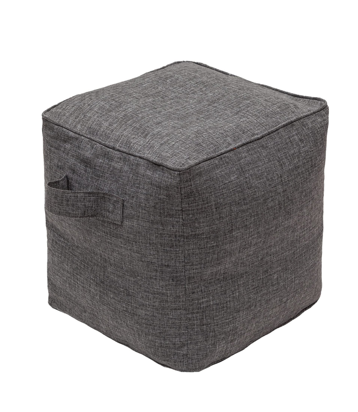 QILLOWAY front view of charcoal ottoman showing modern cube and versatile use