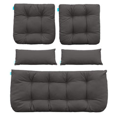 QILLOWAY front view loveseat cushion showing fit and modern dark grey color