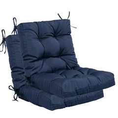 QILLOWAY front view of navy patio cushions showing neat styling and durability