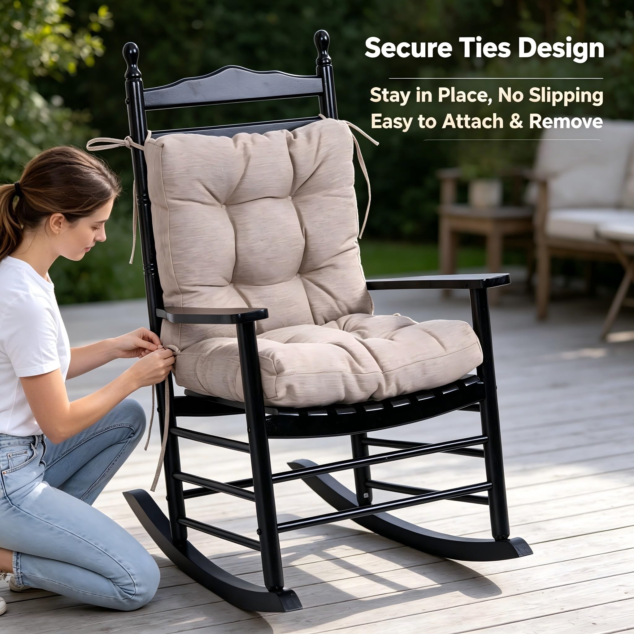QILLOWAY cushion in use on a wicker chair improving patio comfort and style