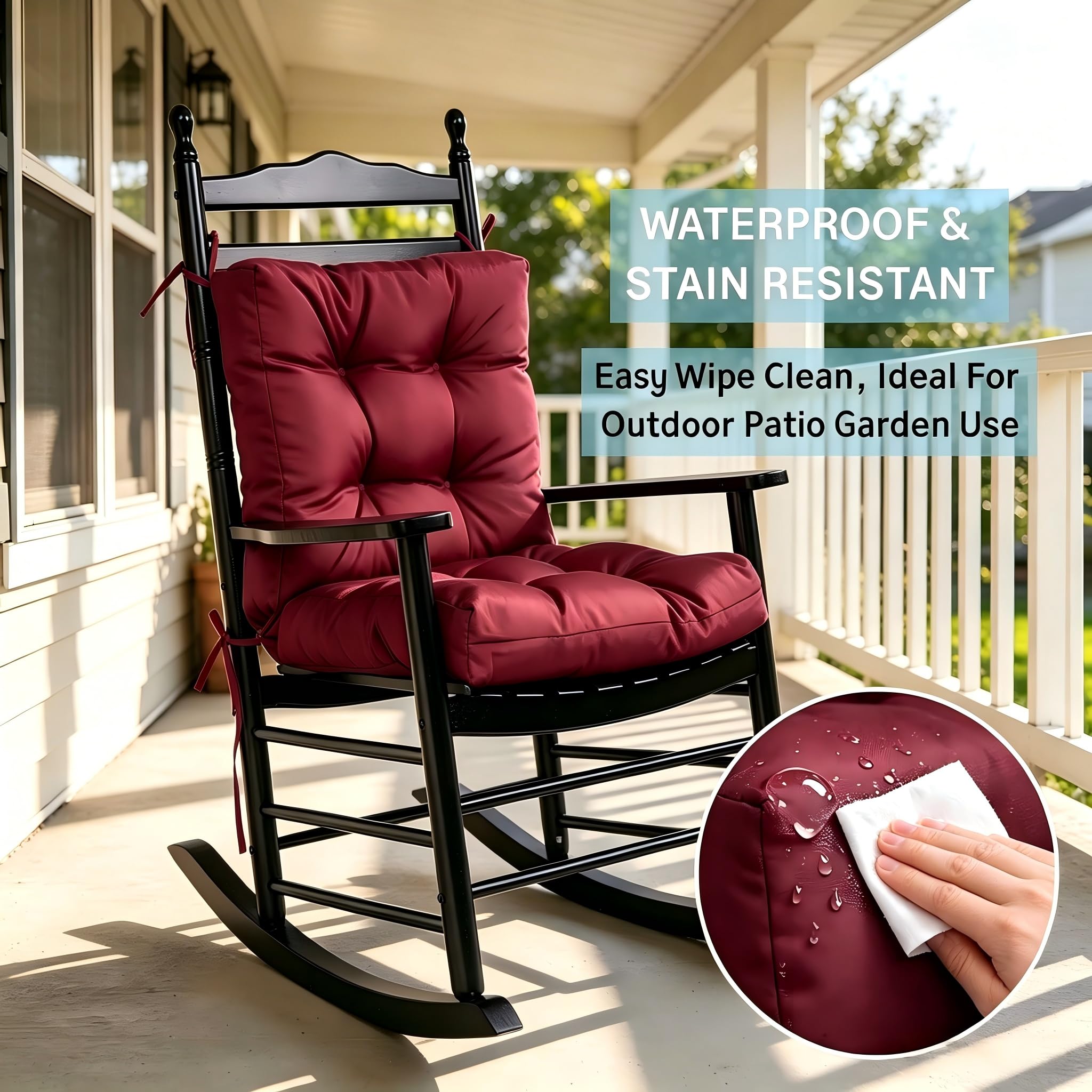 QILLOWAY red cushions on deck setting showing cohesive patio styling benefit
