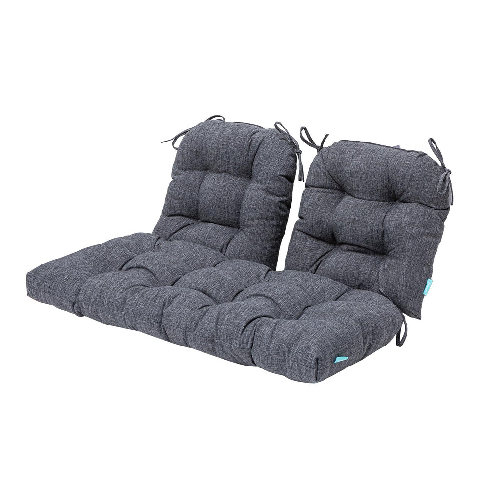 QILLOWAY loveseat cushion placed on wicker sofa showing added comfort and updated look