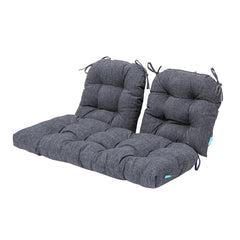 QILLOWAY loveseat cushion placed on wicker sofa showing added comfort and updated look