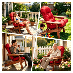 QILLOWAY on Adirondack chair outdoors demonstrating fit and enhanced seating comfort