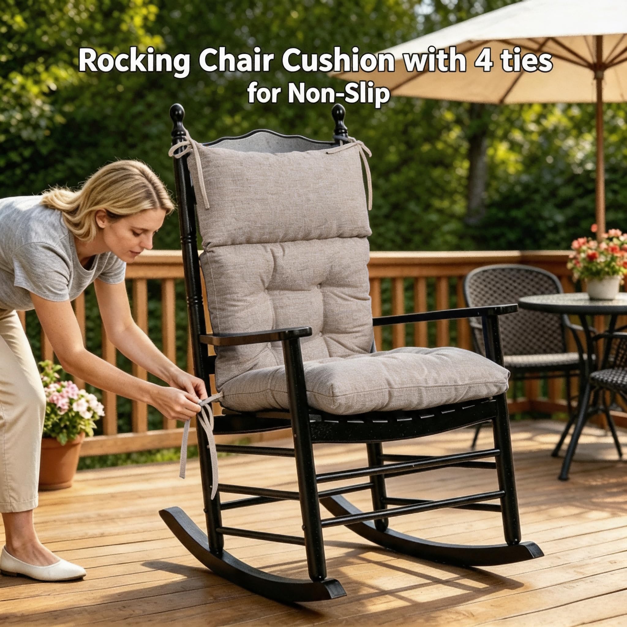 QILLOWAY cushion on Adirondack chair providing full back support and style