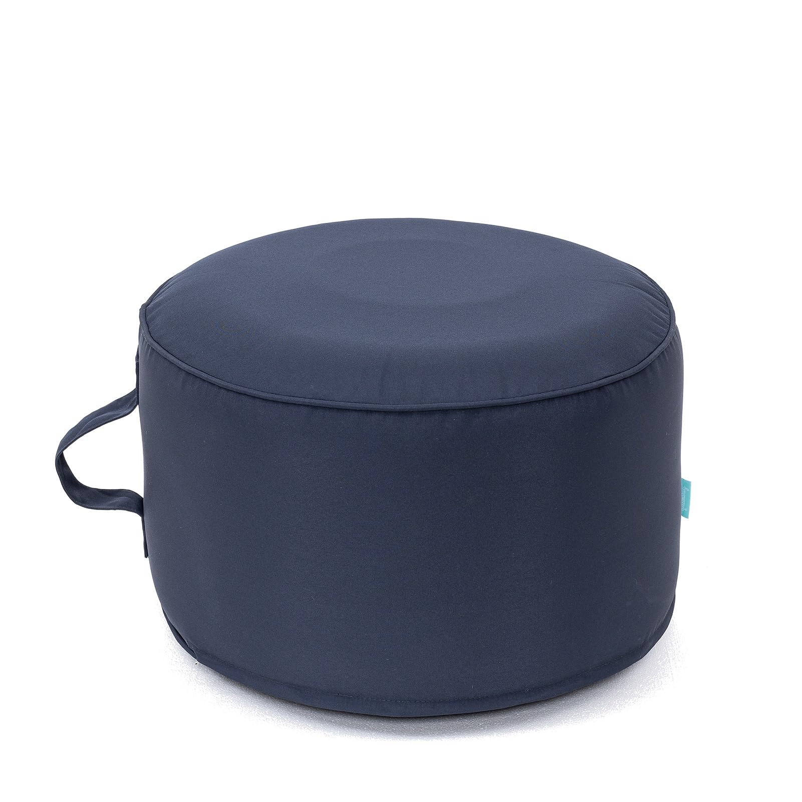 QILLOWAY ottoman front view showing navy waterproof finish and modern shape